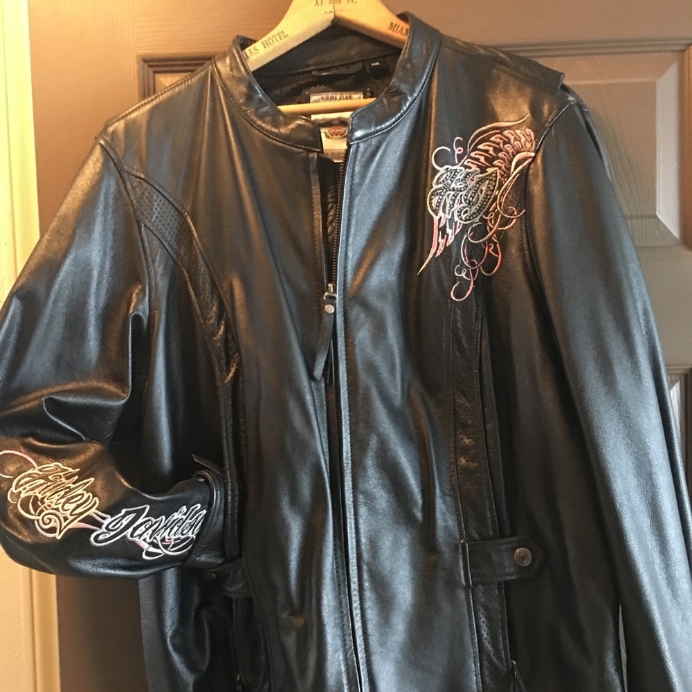 Harley Davidson’s women’s Pink leather riding jack